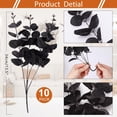 thumbnail image 2 of 10 PCS Black Artificial Eucalyptus Stems Faux Flowers Fake Eucalyptus Leaves for Home Halloween Table Farmhouse Décor, 4 Branches, 2 of 6