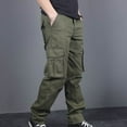 thumbnail image 6 of Yaoyar Mens Cargo Pants Casual Joggers Sweatpants Elasticated Waist Workout Hiking Pants with Multi-Pockets(Army Green,M), 6 of 7