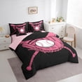 thumbnail image 3 of Castle Fairy Boys Girls Teens Gamer Baseball 7 Pieces Bedding Comforter Set,Sport Theme Full Bedding Set Lightweight,Black Pink Fitted Sheet Flat Sheet,Super Cozy Room Decor, 3 of 8