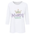 thumbnail image 4 of SOOMLON Mardi Gras Shirts for Women Tuesday Tshirts Carnival Themed Party 3/4 Sleeve Tops Funny Mask Graphic Shirts Oversized Crewneck Outfits New Orleans Festival Tees 2025 White L, 4 of 5