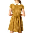 thumbnail image 4 of INSPIRE CHIC Women's Peter Pan Collar Above Knee Hidden Zipper Back a-Line Dress XL Mustard, 4 of 8