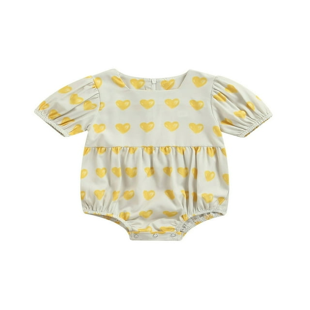 AMERTEER Bébé Fille Été Romper Manches Courtes Coeur Saint Valentin Romper Tenue Rouge 18-24 Mois