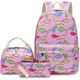 thumbnail image 1 of Mochila de escuela primaria con estampado de dinosaurios de dibujos animados, 3 uds., mochila para estudiantes, mochila con fiambrera JFHHH pequeña, 1 of 5