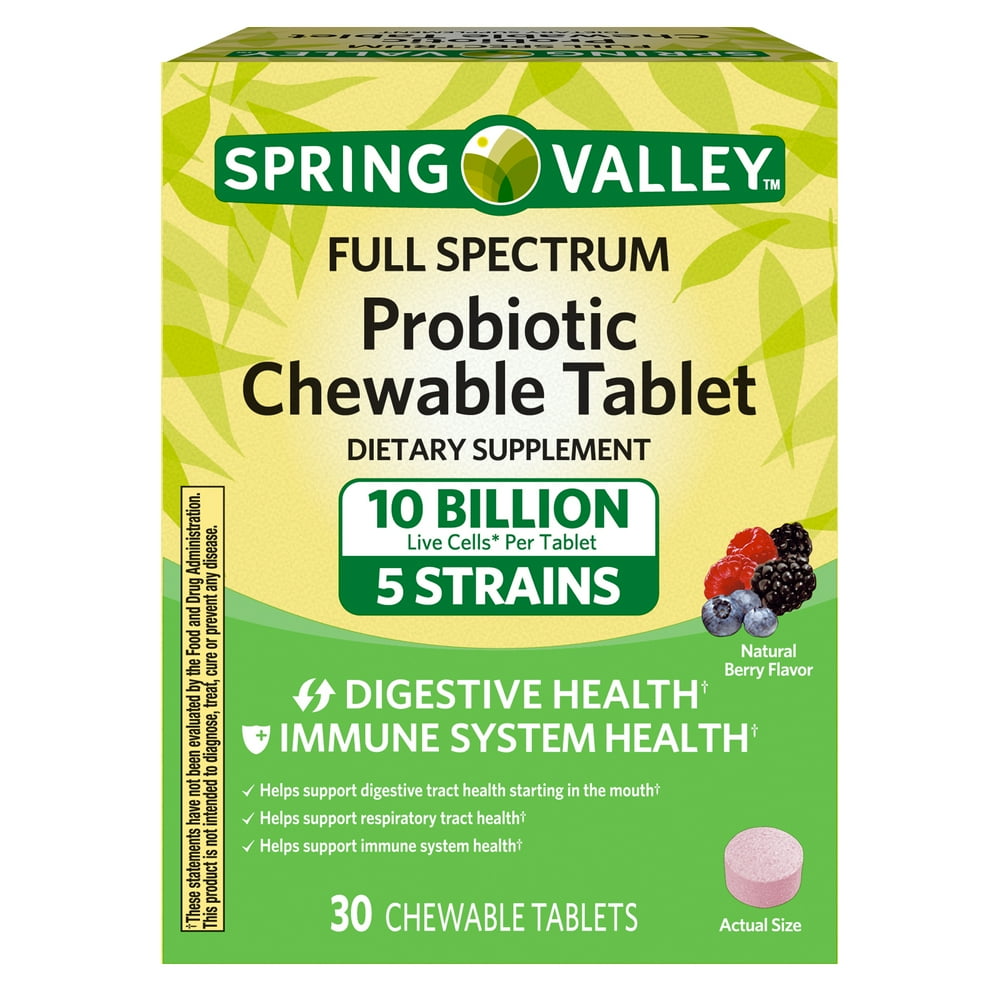 Spring Valley Full Spectrum Probiotic Chewable Tablet 30 CT Walmart