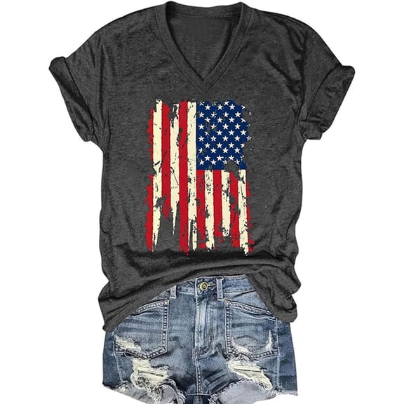 Bibifish Womens Tees Basic Casual Usa 250Th Independence Day Printed Soft Cozy Plus Size Crew Neck Short Sleeve Summer Outdoor Activities Pullover Tops