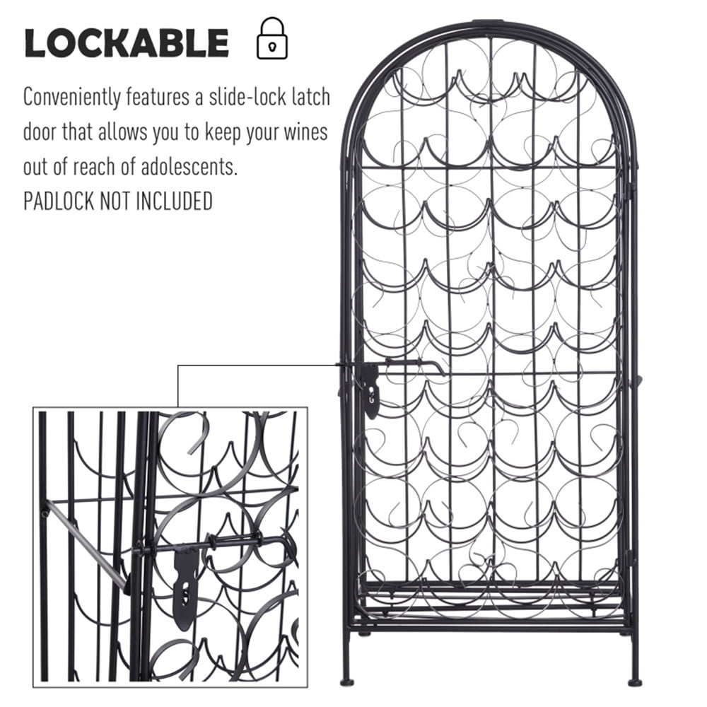 Wine Rack Renaissance Wrought Iron Wine Jail 45 Bottles Wine Holder 52 Inch Freestanding Floor Wine Rack with Slide Lock Latch Door Black Walmart