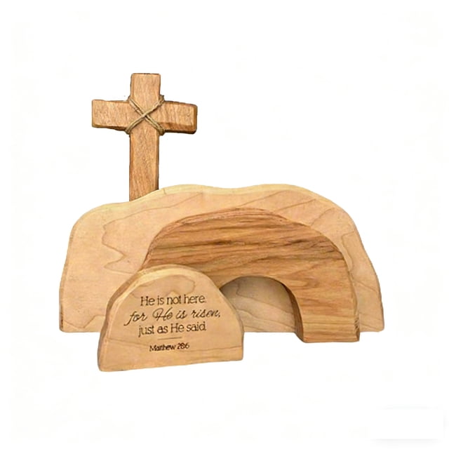 Easter Tabletop Decoration, Wooden Easter Sign Set for Desktop, Shelf, and Display Window, Spring Tiered Tray Decor, 4-Piece Farmhouse Style Home Accent