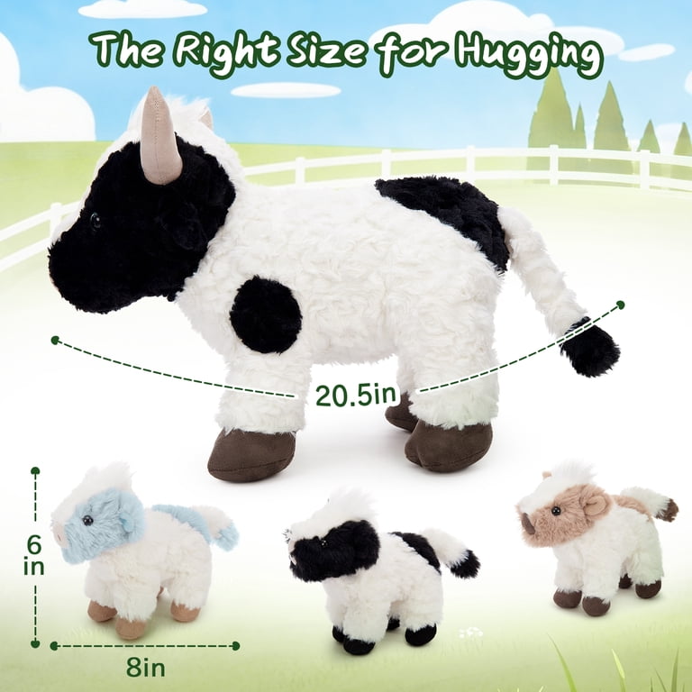 MorisMos 20.5'' Cow Stuffed Animals with 3 Plush Cow Toy - Walmart.com