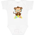 thumbnail image 3 of Inktastic Cute Monkey With Eyeglasses, Colorful Flowers Boys or Girls Baby Bodysuit, 3 of 5