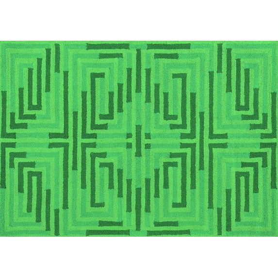 Ahgly Company Indoor Rectangle Abstract Green Contemporary Area Rugs, 2' x 3'