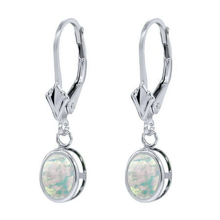 1.26 Ct Oval Cabouchon White Opal 925 Sterling Silver Earrings