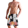 thumbnail image 2 of Dailycode Men's Quick Dry Swim Trunks Beach Shorts Casual Summer Board Shorts with Pockets, Colorful Happy Cats, 2 of 8