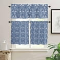 thumbnail image 2 of Christmas Blue Kitchen Curtains and Valances Set, Rod Pocket Curtains Tier Farmhouse Window Curtains 36 Inch Length, Vintage Country Chic Deer Vines Animals 3 Piece Kitchen Curtains Set, 2 of 6