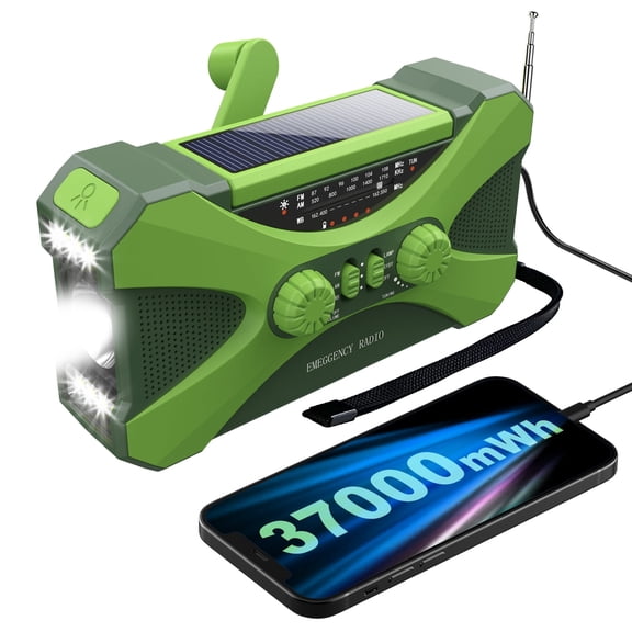 UMUTOO NOAA Emergency Radio Solar Hand Crank 37000mAh Phone Charger Flashlight