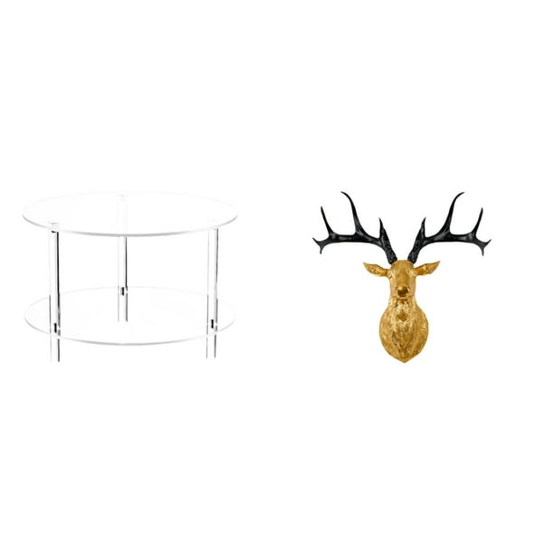 Mesa auxiliar redonda de acrílico,Mesa auxiliar redonda de acrílico,mesita de noche.,Estatua de cabeza de ciervo,Adorno de pared con cabeza de ciervo,animal decorativo para el hogar,Cabeza de