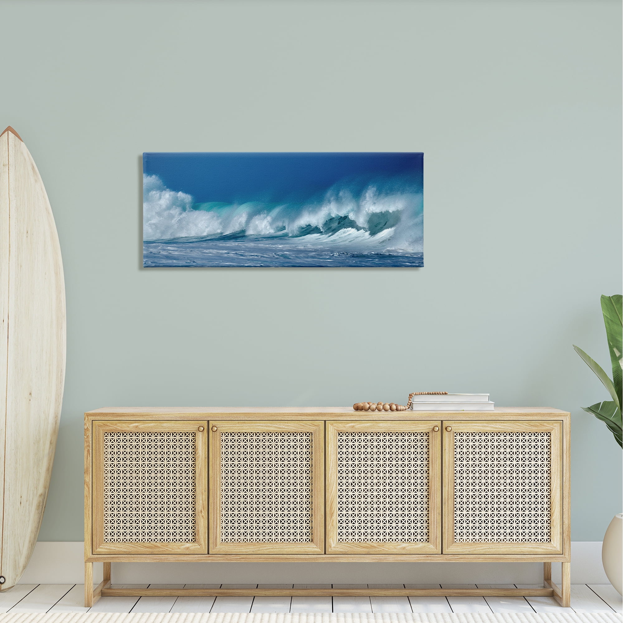 Stupell Industries Panoramic Tsunami Rough Ocean Waves Water Splashing, 48 x 20, Design by Dennis Frates
