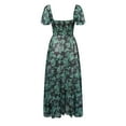 thumbnail image 7 of Womens Floral Summer Dress Casual Wrap V Neck Short Sleeve Belted Beach Bohemian Maxi Dress, 7 of 7