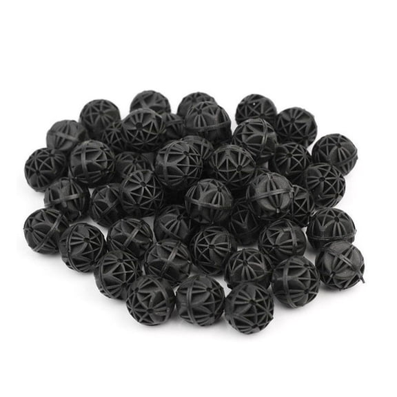 Greeniant Acuario Estanque Arrecifes Bio Balls Tanque de peces negro Bote de filtración de bolas con filtro de algodón bioquímico Medios 50pcs Type3 NO3