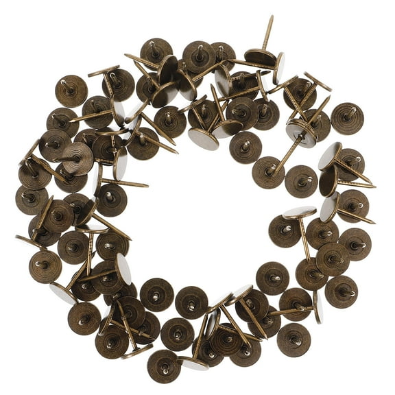 ROSENICE 100 Pcs Retro Thumbtacks Home Flat Thumb Tacks Decorative Tacks Decorate Dark Brown 1.70X0.90X0.90CM