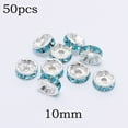 thumbnail image 2 of 50pcs 10mm Rhinestone Crystal Loose Spacer Beads Diy Jewelry Making Gasket Beads Blue, 2 of 8
