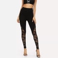 thumbnail image 4 of KDFJPTH Women's High Waist Lace Patchwork Leggings Sexy Sheer Yoga Pants Party Club Casual Tights Black L, 4 of 8