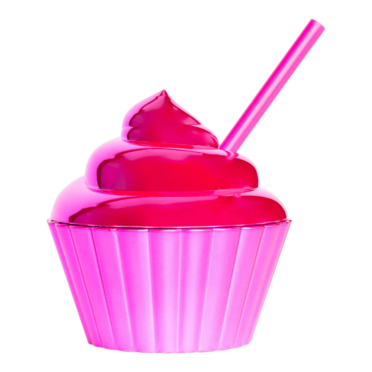 Strictly Fancy Hot Pink Cupcake Cups with Straws, 2PK 
