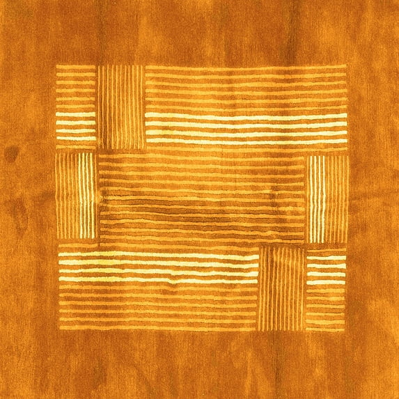 Ahgly Company Indoor Square Abstract Yellow Modern Area Rugs, 5' Square