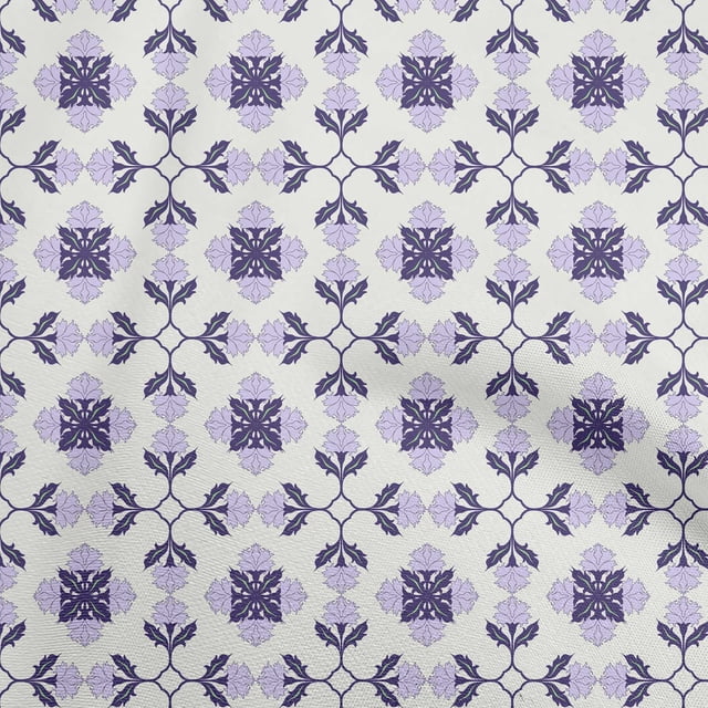 oneOone Velvet Dark Purple Fabric Asian Block Floral Craft Projects Decor Fabric Printed By The Yard 58 Inch Wide