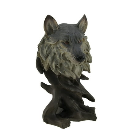 Grey Wolf Head Decorative Carved Wood Look Statue Walmart Canada