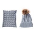 thumbnail image 1 of Hat Scarf 1 Set Baby Beanie Hat Scarf Solid Color Twist Pattern Autumn Winter Windproof Fluffy Pompom Cap Set for Outdoor, 1 of 6