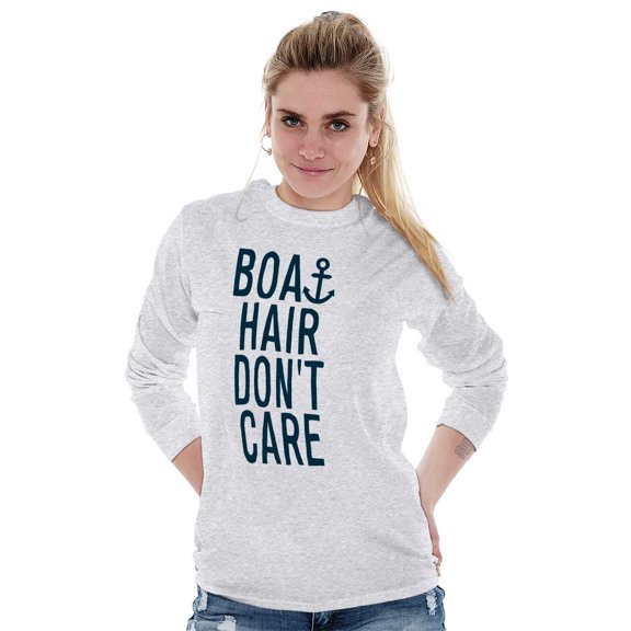 Boat Hair Don't Care Ocean Vibes Cute Women's Long Sleeve T Shirt Brisco Brands 2X