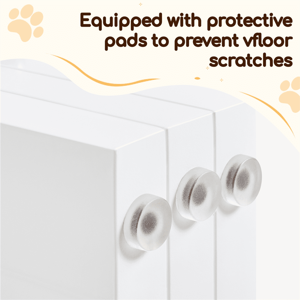 Alden Design 36″ Tall 3-Panel Freestanding Wooden Dog Gate for Small Pet, White