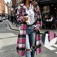 thumbnail image 2 of Sevevn Women Oversized Long Plaid Woolen Shacket Lapel Collar Zip Button Up Long Sleeve Coat Hand Pockets Streetwear Outerwear, 2 of 8