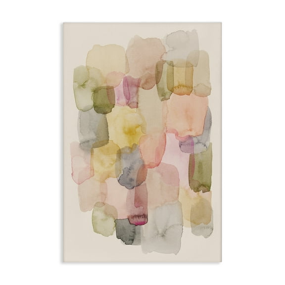 Stupell Industries Muted Paint Blotches Abstract Painting Wrapped Canvas Art Print Wall Art, 16 x 24