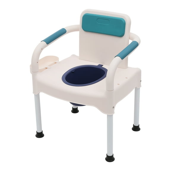 Sturdy Portable Bedside Commode Chair with Non-Slip Armrests, Practical Tissue Holder, Removable Bucket for Elderly, Disabled, and Caregivers