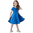 thumbnail image 6 of XEGLSBU Girls Dresses Size 7 Long Sleeve Classic and Summer Girls' Dress School Style Children's and Autumn Color Contrast Short Sleeved Dress 4 13 Years Old Blue Size 5-6 Years, 6 of 9