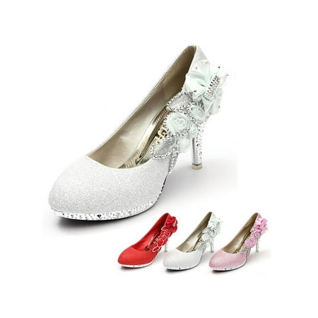 High Heel Dance Shoes - Meigar Women Crystal High Heels Wedding Bridal Dancing Party Shoes