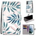 thumbnail image 2 of For Samsung Galaxy S22 Plus Case, Mantto Magnetic PU Leather Phone Case With Hand Rope Strap Cute Pattern Painted Flip Credit/ ID Card Wallet Slots Stand, Leaf, 2 of 8
