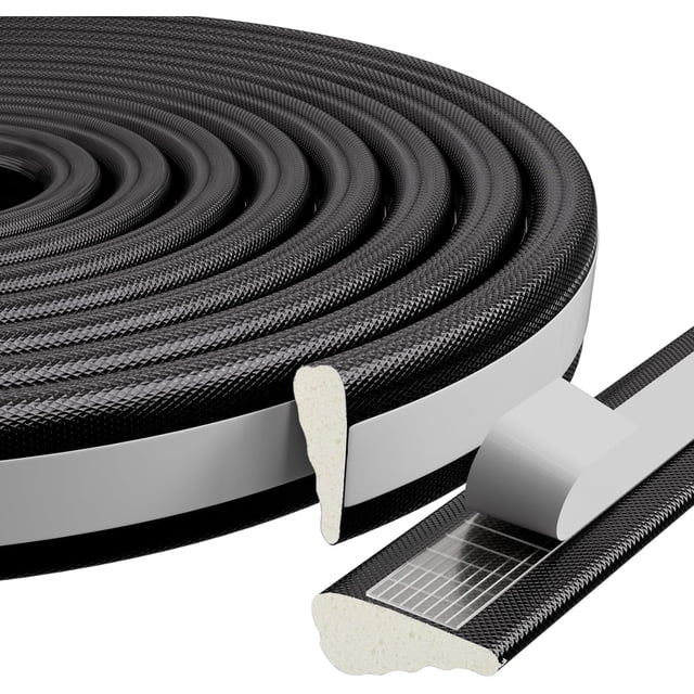 Guardapolvo y Protector para Puerta, Burletes de Cuña Puertas Ventanas, Tiras Sellado Alta Densidad, Burlete Autoadhesivo para Ventanas y Puertas, A Prueba de Insectos, A Prueba de Sonido (Negro, 10M)