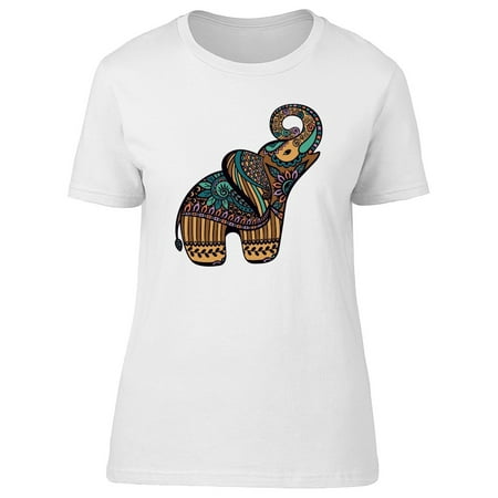 Elephant Print Tee - Decorated Elephant Drawing Tee Women's -Image by Shutterstock
