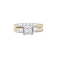 thumbnail image 2 of FB Jewels 14kt Yellow Gold Princess Diamond Bridal Wedding Ring Band Set 1 Cttw Size 8, 2 of 4