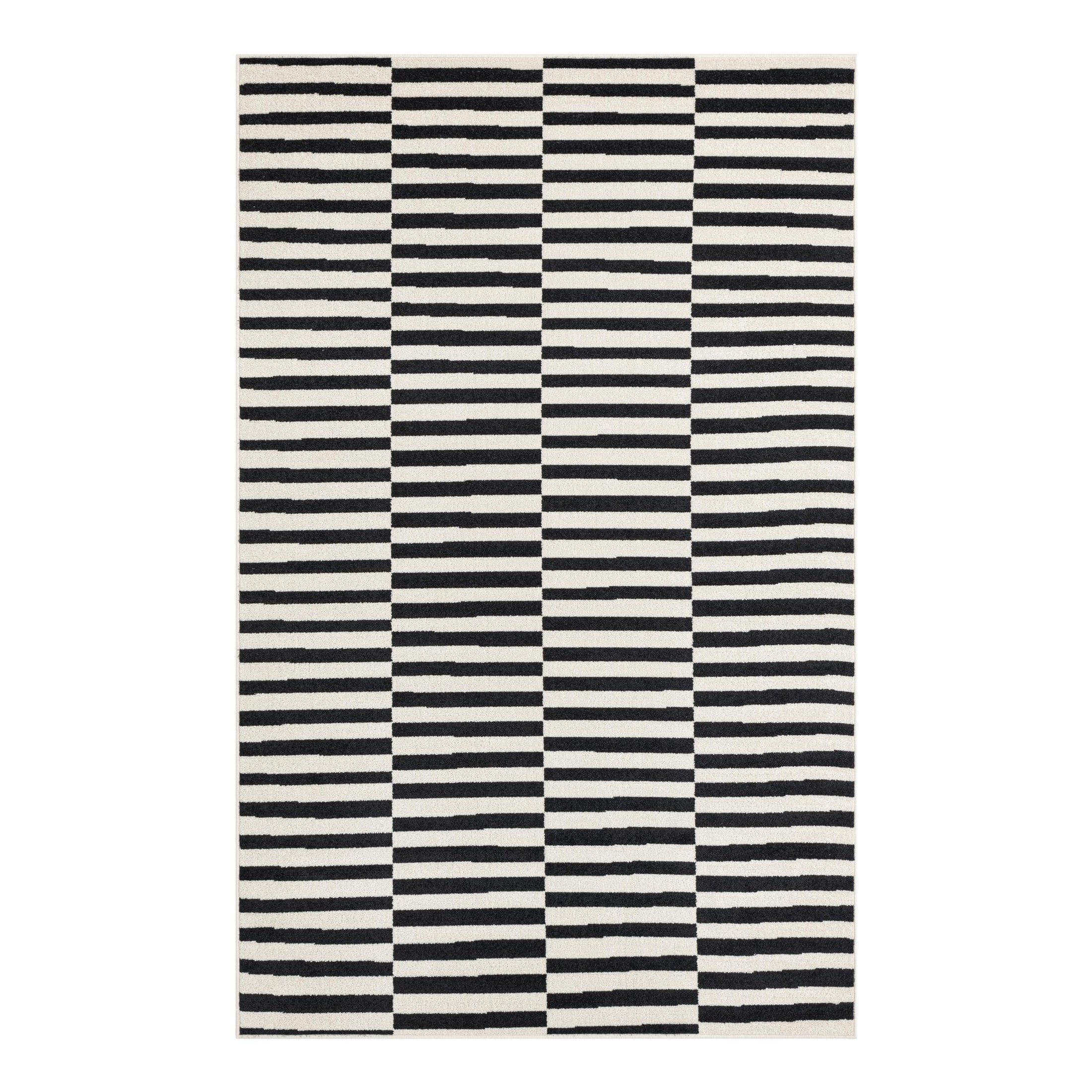 Unique Loom Striped Williamsburg Rug, Black (5' 0 x 8' 0)