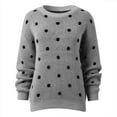 thumbnail image 5 of GBSYEWXS Sweaters For Women Retro Fall Pullover Long Sleeve Crew Neck Polka Dot Print Grey Sweater, 5 of 5