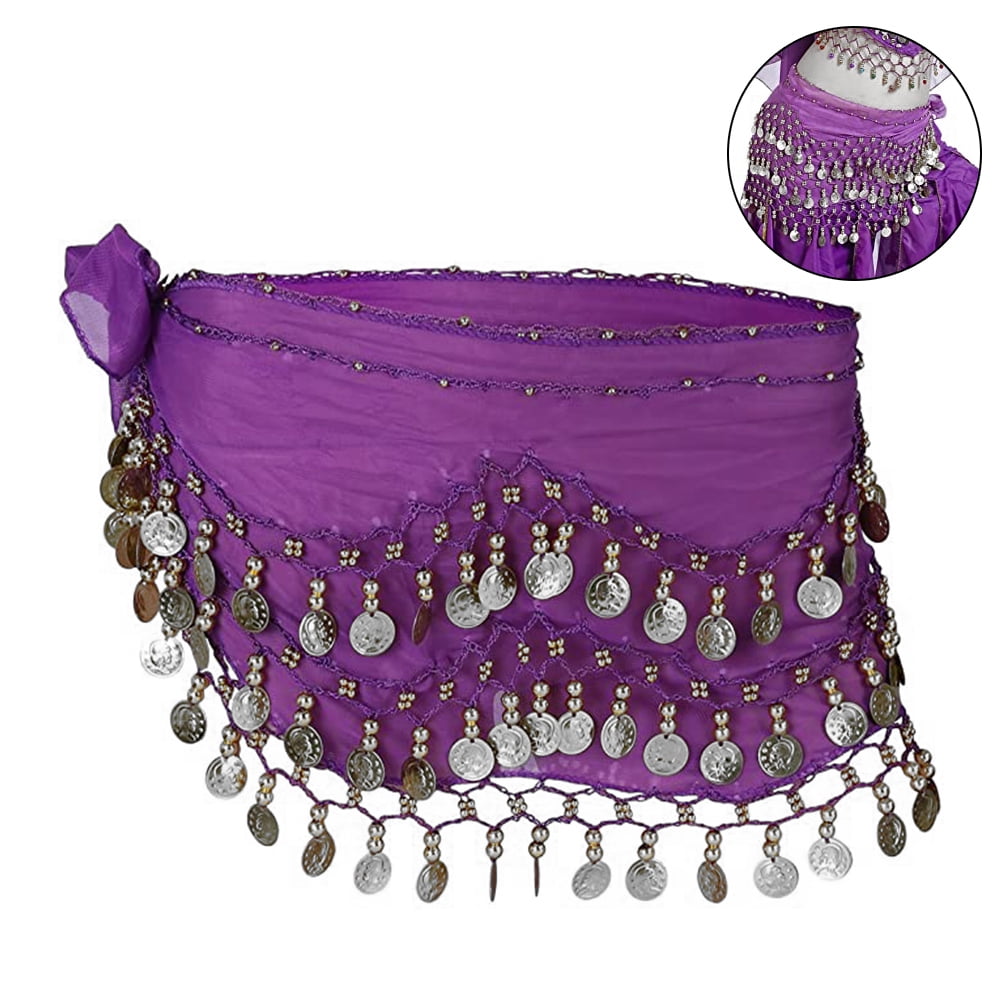 Hip Scarf for Belly Dancing, Women's Belly Dance Scarf with Coins Skirts for Bellydance, Zumba