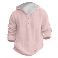 thumbnail image 3 of Tiijoy Boys Summer Linen Hooded Shirt Beach Solid Color Long Sleeve Henley Shirt, Sizes 4-17, 3 of 3