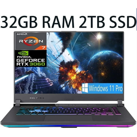 ASUS ROG Strix G15 G513 15 Gaming Laptop, AMD Ryzen 7 4800H 8-Core Processor, NVIDIA GeForce RTX 3060 6GB, 32GB DDR4 2TB PCIe SSD, 15.6" FHD (1920 x 1080) IPS 144Hz Display, WiFi, Windows 11 Pro