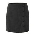 thumbnail image 5 of Annhoo Womens Corduroy Skirts Casual High Waist Side Button Mini Skirt Fashion Solid Color A-Line Slim Skirt, 5 of 9