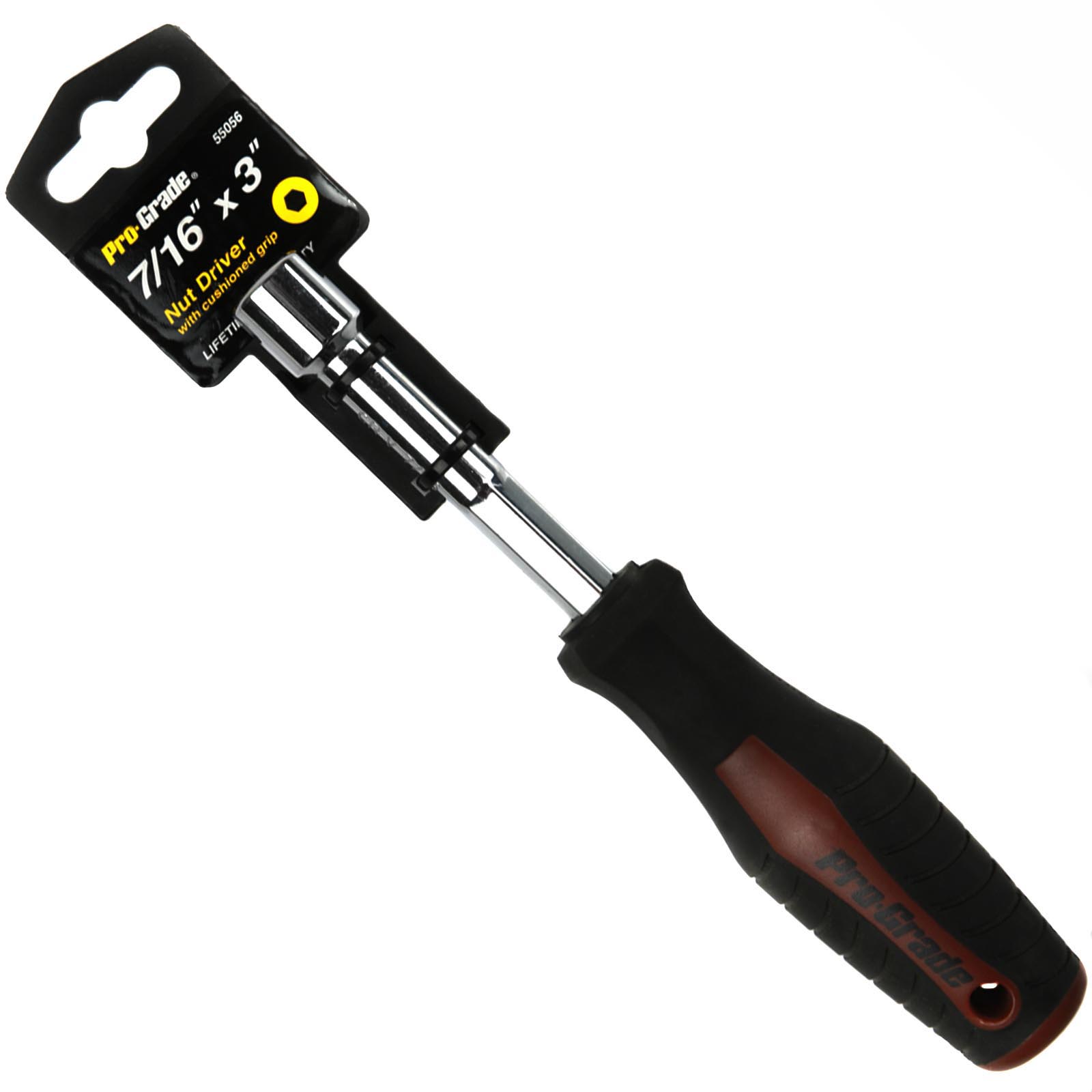 7/16" x 3" Nut Driver Screwdriver Hex Head Steel 6" Point Tip Cushion Grip SAE