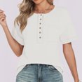 thumbnail image 2 of Yuyuzo Hauts d'Été pour Femmes Chemises à Manches Courtes Boutonnées Col Rond Blouses Amples, 2 of 7