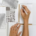 thumbnail image 5 of Metal Planner Stencils 3.98x6.97inch Matte Banners Lines Symbol Number Dot Journal Templates Reusable Journal Stencils for Diary Scrapbook Planning Drawing Habit, 5 of 9